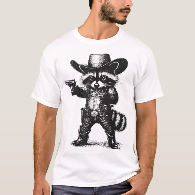 Racoon Cowboy Hat Western  T-Shirt (Front)
