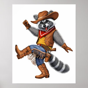 Racoon Cowboy Poster