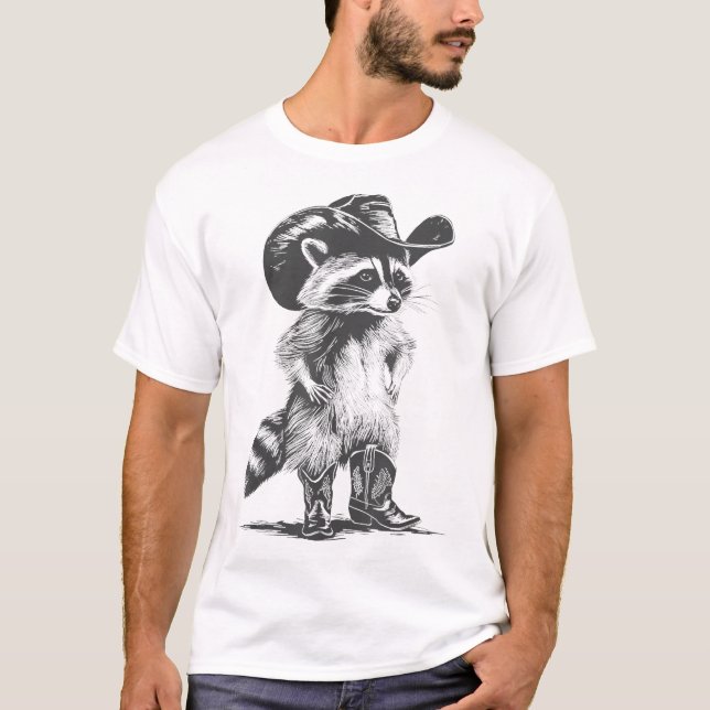 Racoon Cowboy Racoon Men Women T-Shirt (Front)
