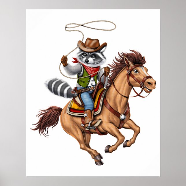 Racoon Cowboy Rodeo Poster (Front)