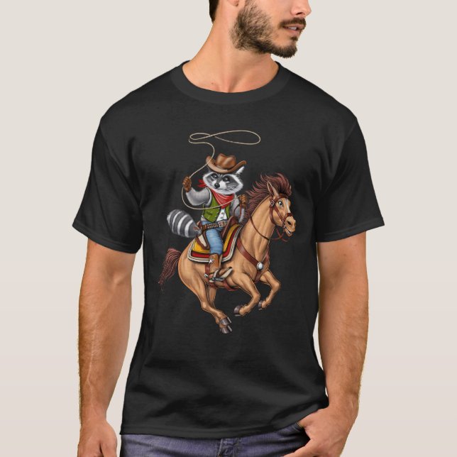 Racoon Cowboy Rodeo T-Shirt (Front)