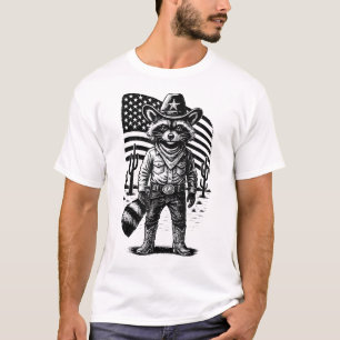 Racoon Cowboy Trash Panda Usa Western Country T-Shirt
