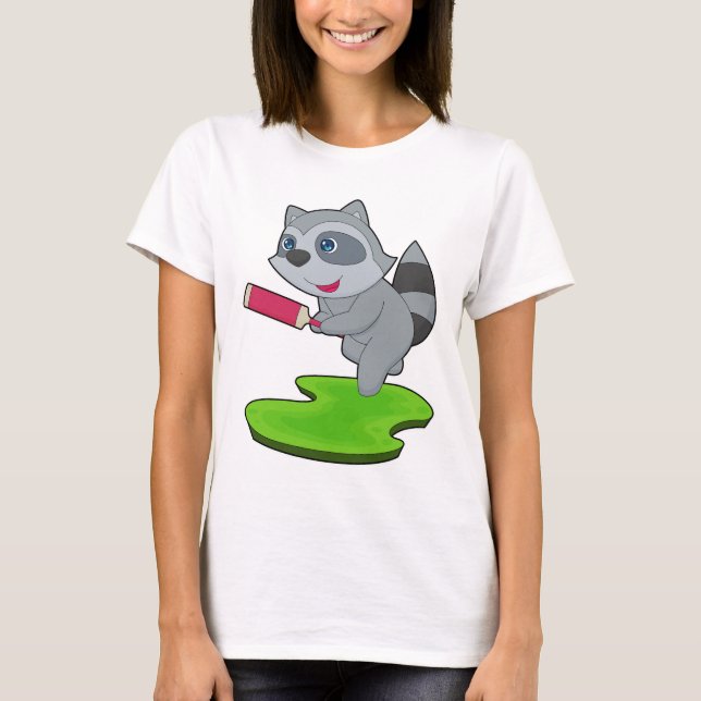 Racoon Cricket Cricket bat T-Shirt (Front)