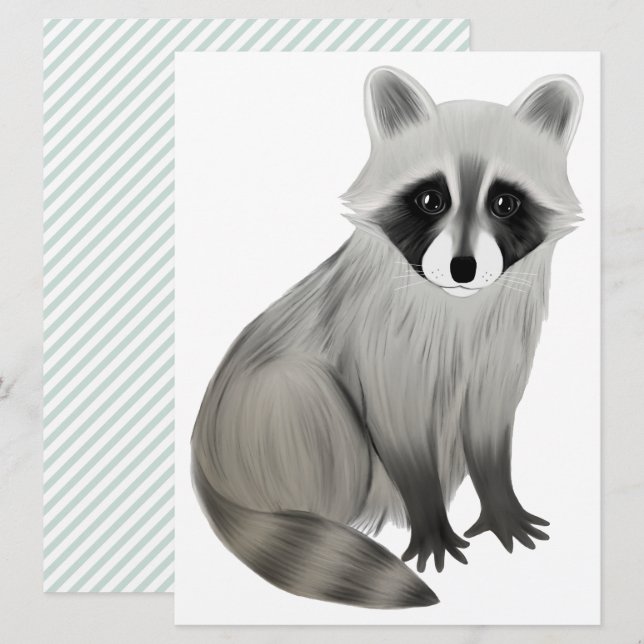 Racoon, cut out invitation (Front/Back)