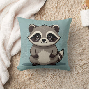 Racoon Cute Kawaii Standing Print Cushion