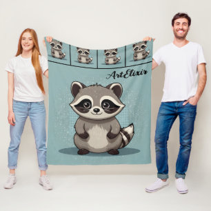 Racoon Cute Kawaii Standing Print Fleece Blanket