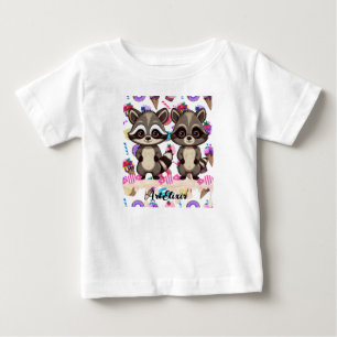 Racoon Cute Kawaii Twin Sweet Print Baby T-Shirt
