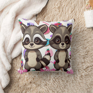 Racoon Cute Kawaii Twin Sweet Print  Cushion