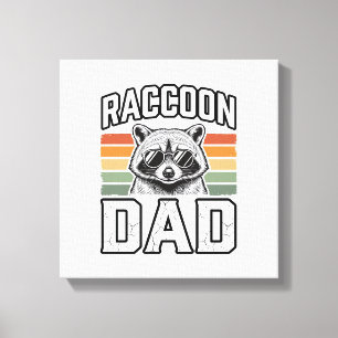 Racoon Dad Vintage Engraving Retro Vector Design_ Canvas Print