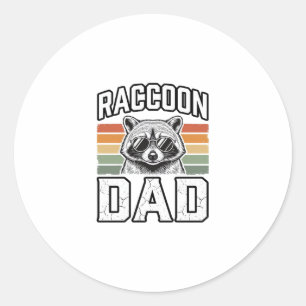 Racoon Dad Vintage Engraving Retro Vector Design_ Classic Round Sticker