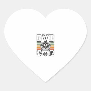 Racoon Dad Vintage Engraving Retro Vector Design_ Heart Sticker