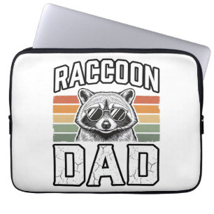 Racoon Dad Vintage Engraving Retro Vector Design_ Laptop Sleeve