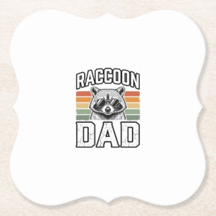 Racoon Dad Vintage Engraving Retro Vector Design_ Paper Coaster