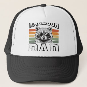 Racoon Dad Vintage Engraving Retro Vector Design_ Trucker Hat
