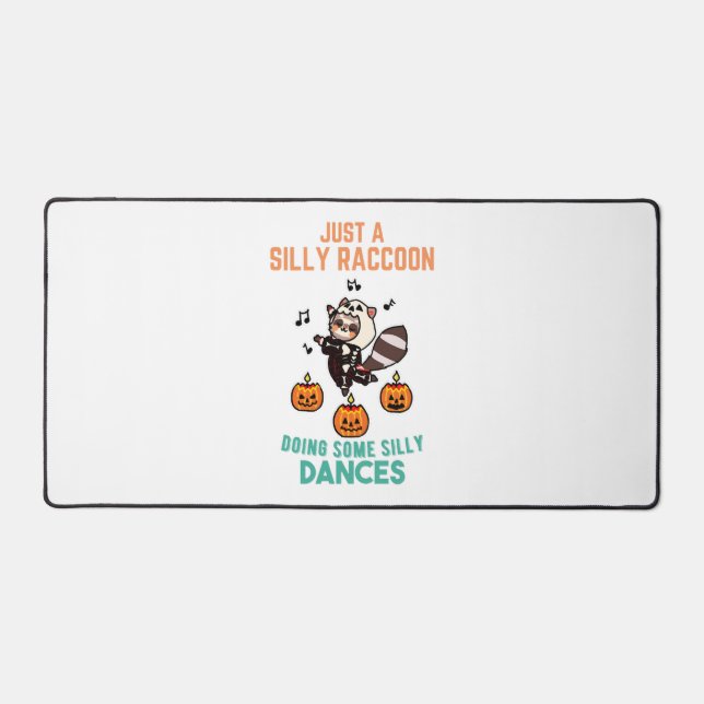 Racoon Dancing Halloween Pumpkin Party Desk Mat (Front)