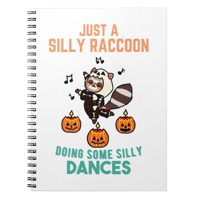 Racoon Dancing Halloween Pumpkin Party Notebook (Front)