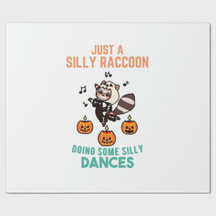 Racoon Dancing Halloween Pumpkin Party Wrapping Paper