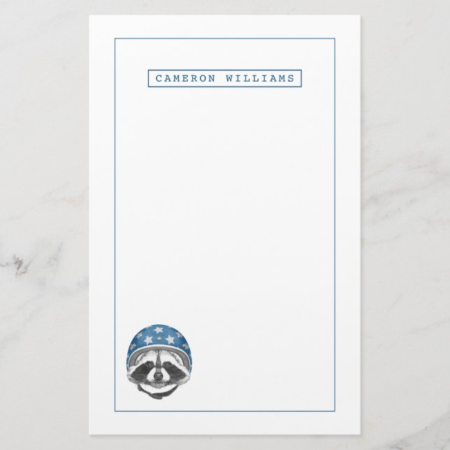 Racoon Daredevil | Add Your Name Stationery (Front)