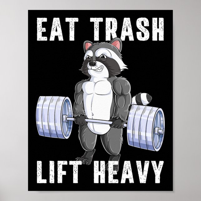 Racoon Deadlift Bodybuilding Garbage Animal Gym F Poster (Front)