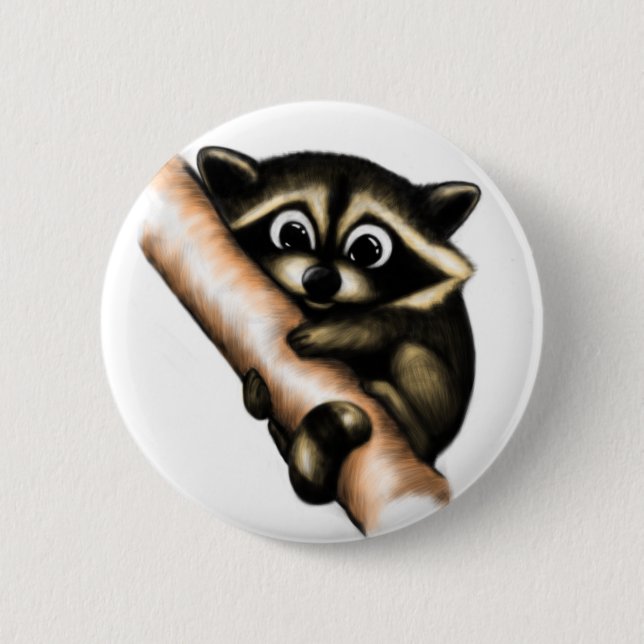 Racoon Design 6 Cm Round Badge (Front)