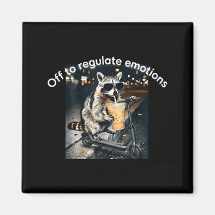 Racoon drinking iced coffee funny off to regulate magnet