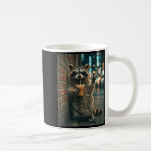 Racoon drinking iced coffee rock on meme funny  mug