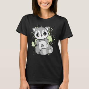 Racoon Drinks Bubble Tea Milk With Tropical Boba P T-Shirt