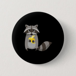 Racoon Eating Banana Fruit Looking Cute 6 Cm Round Badge
