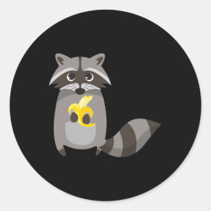 Racoon Eating Banana Fruit Looking Cute  Classic Round Sticker