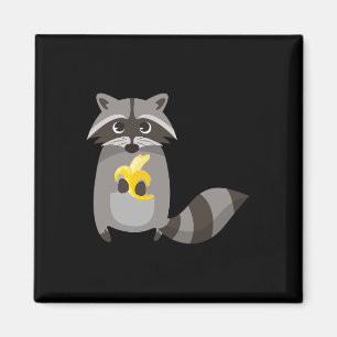 Racoon Eating Banana Fruit Looking Cute Magnet