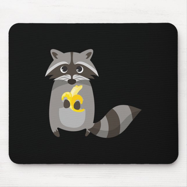 Racoon Eating Banana Fruit Looking Cute  Mouse Mat (Front)