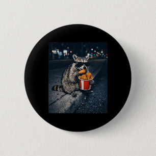 Racoon Eating Fried Chicken Meme Silly Trash Pand 6 Cm Round Badge