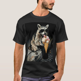 Racoon Eating Ice Cream Funny Animal T-Shirt