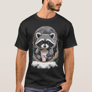 Racoon Eating Instant Noodle Cup Funny Animal Fas T-Shirt