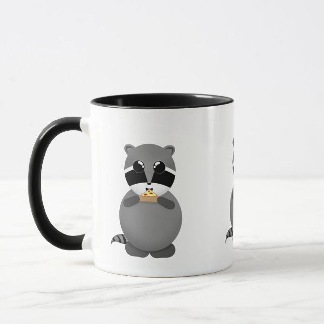 Racoon Eating Pepperoni Pizza Mug (Left)