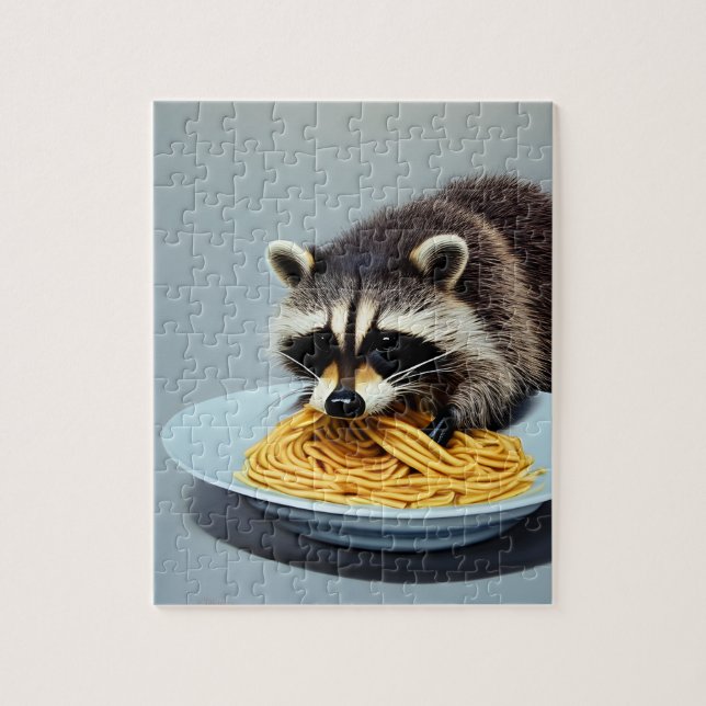 Racoon Eating Spaghetti Jigsaw Puzzle (Vertical)
