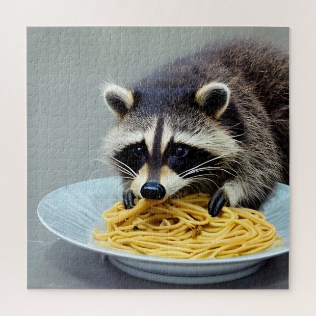 Racoon Eating Spaghetti Jigsaw Puzzle (Vertical)