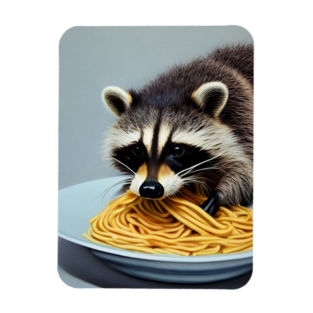 Racoon Eating Spaghetti Magnet (Vertical)