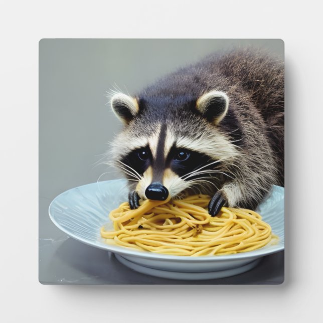 Racoon Eating Spaghetti Plaque (Front)