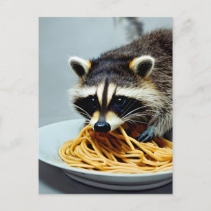 Racoon Eating Spaghetti Postcard