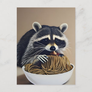 Racoon Eating Spaghetti Postcard