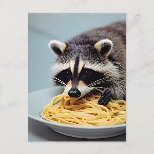 Racoon Eating Spaghetti Postcard