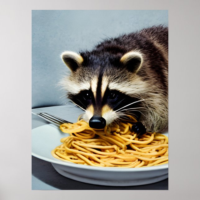 Racoon Eating Spaghetti Poster (Front)