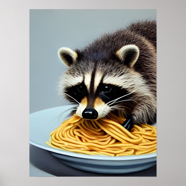Racoon Eating Spaghetti Poster (Front)
