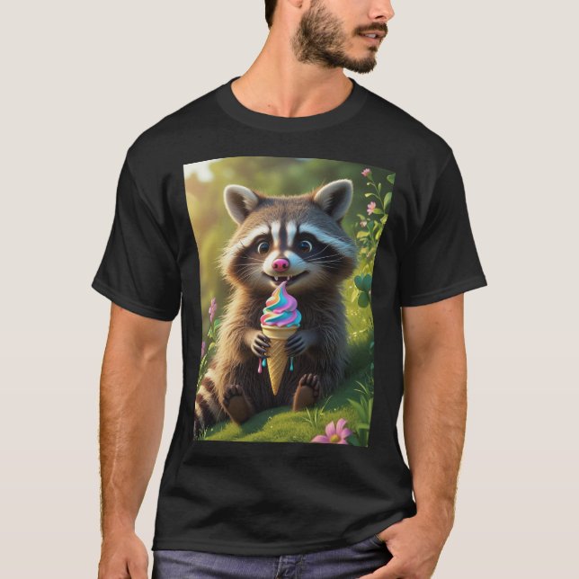 racoon eats ice cream T-Shirt (Front)