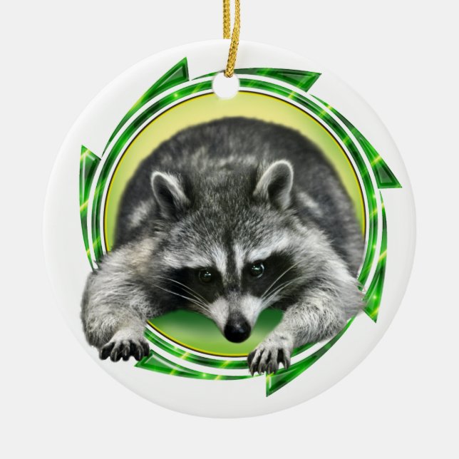 Racoon Face Ceramic Tree Decoration (Front)