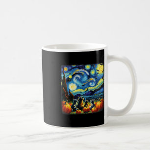 Racoon Fall Halloween Van Gogh Starry Night Pumpk Coffee Mug