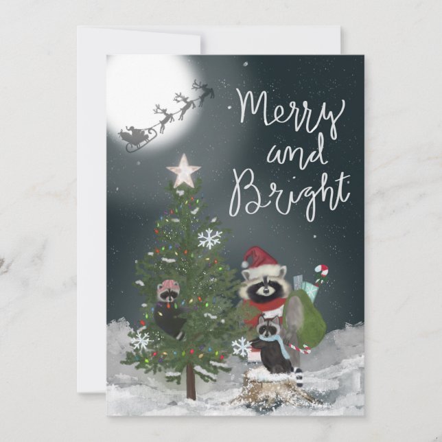 Racoon Family Christmas Holiday Card (Front)
