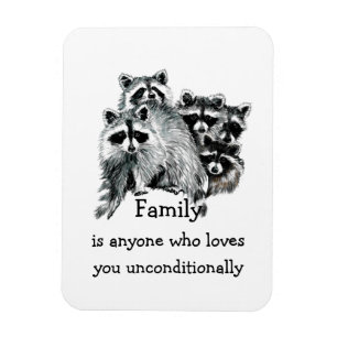 Racoon Family Friends Love Quote Animal Art Magnet