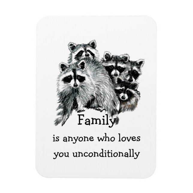 Racoon Family Friends Love Quote Animal  Art Magnet (Vertical)
